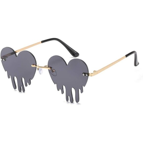 Heart Shaped Rimless Sunglasses Women Men UV400 Protect Fashion Accessories - Picture 1 of 6